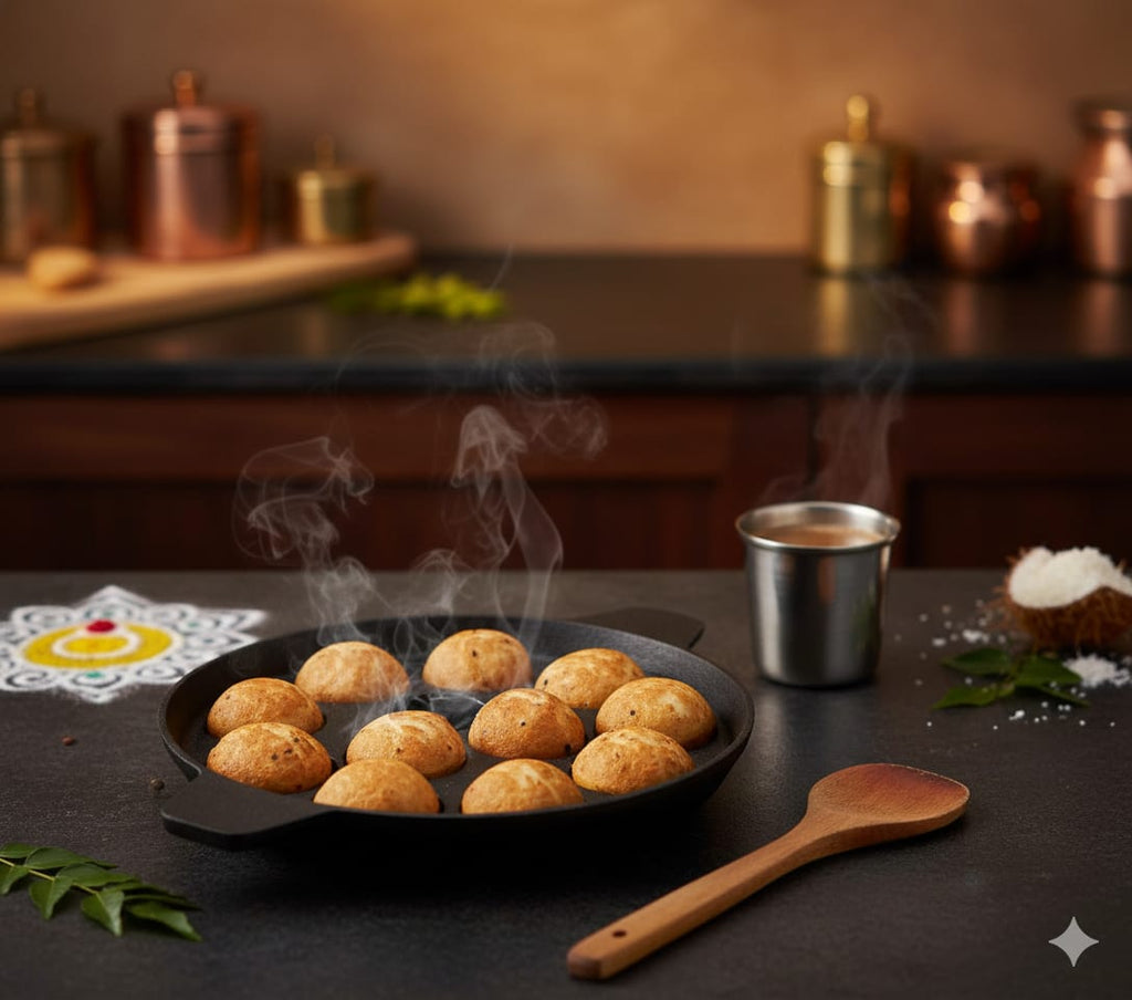 6th Planet Pre-Seasoned Cast Iron Paniyaram Pan 12 Cavity |