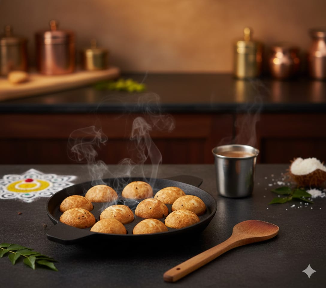 6th Planet Pre-Seasoned Cast Iron Paniyaram Pan 12 Cavity |