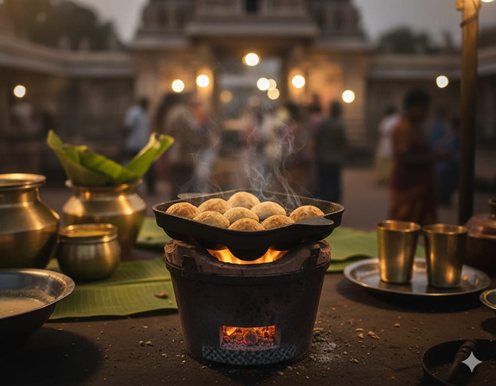 Pre-Seasoned Cast Iron Paniyaram Pan 9 Cavity