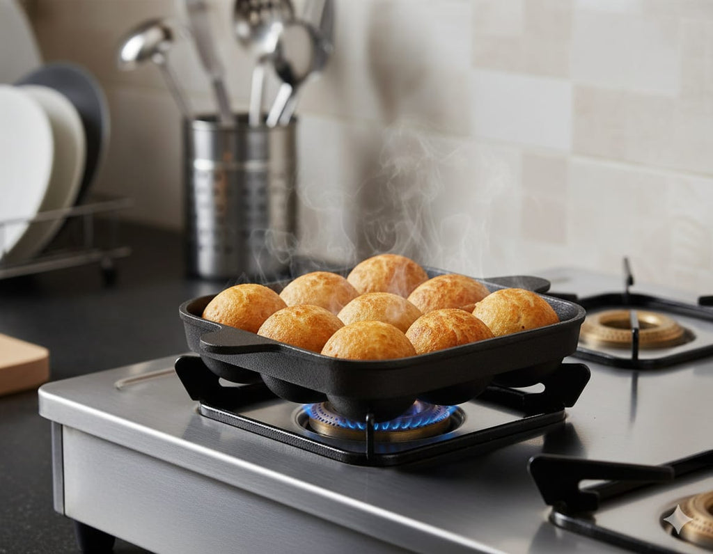 Pre-Seasoned Cast Iron Paniyaram Pan 9 Cavity