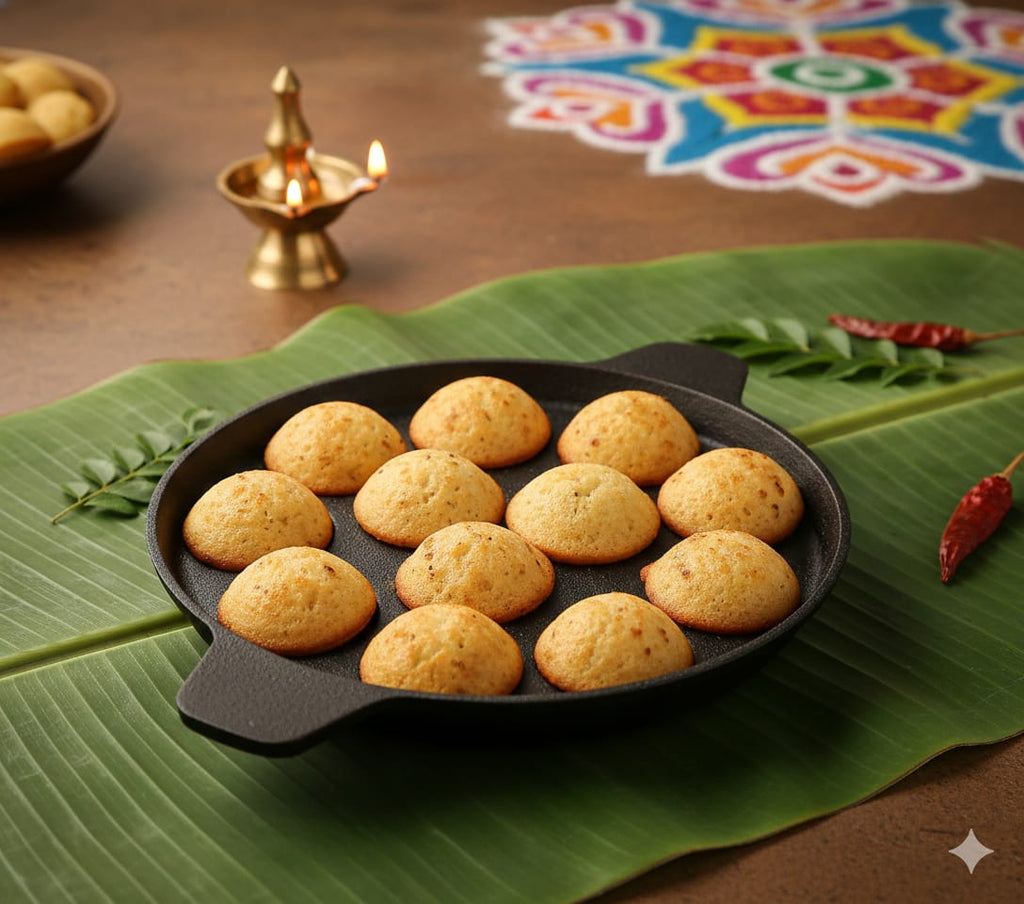 6th Planet Pre-Seasoned Cast Iron Paniyaram Pan 12 Cavity |