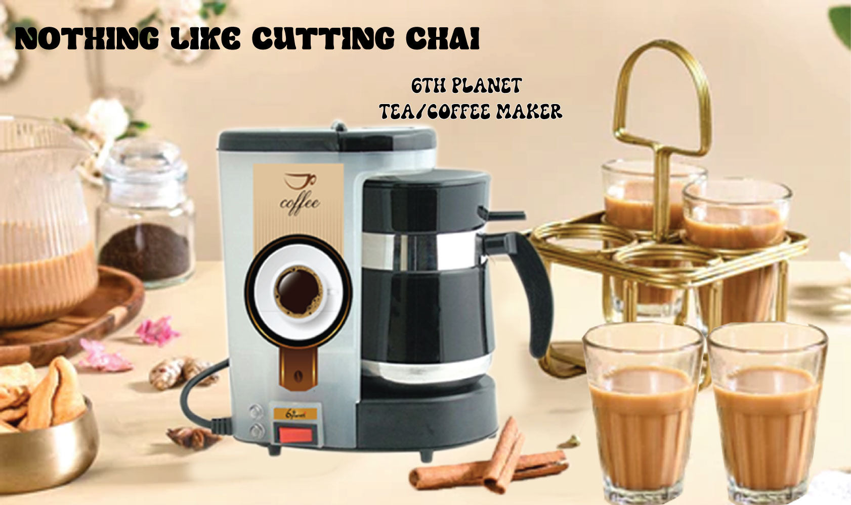 6th Planet Drip Coffee Maker | Electric Drip Coffee Machine | Coffee Maker Machine for home | Compact 500ml Automatic with Reusable Filter | Home & Office Tea Brewer