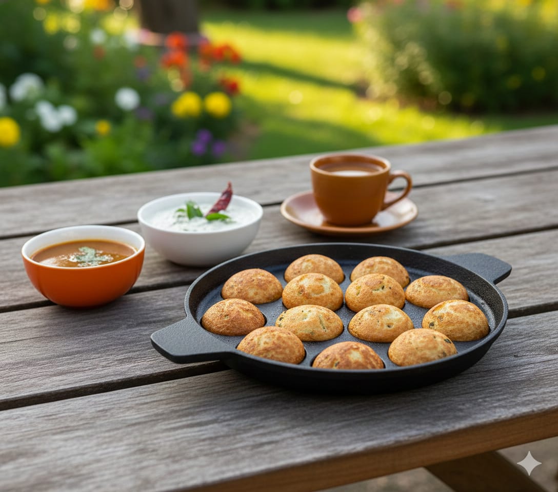 6th Planet Pre-Seasoned Cast Iron Paniyaram Pan 12 Cavity |