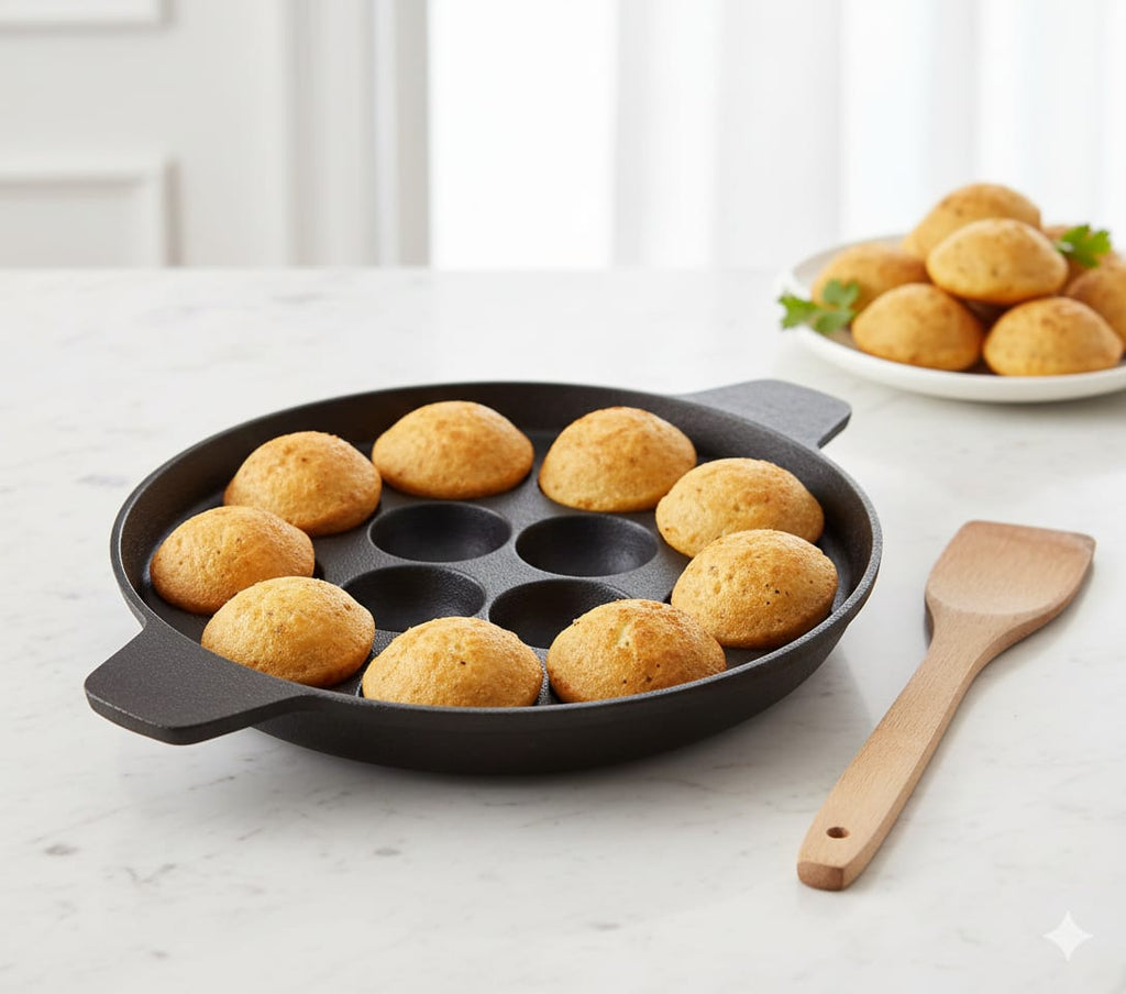 6th Planet Pre-Seasoned Cast Iron Paniyaram Pan 12 Cavity |