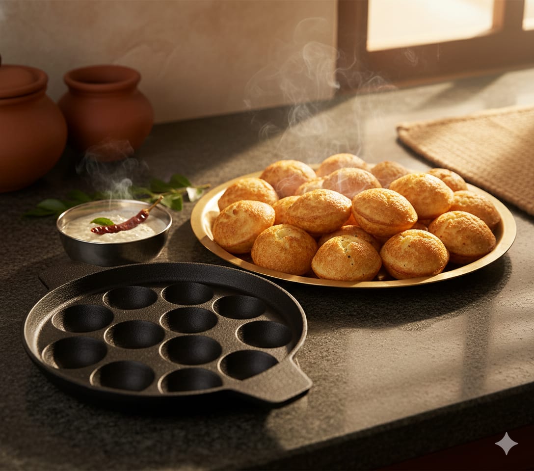 6th Planet Pre-Seasoned Cast Iron Paniyaram Pan 12 Cavity |