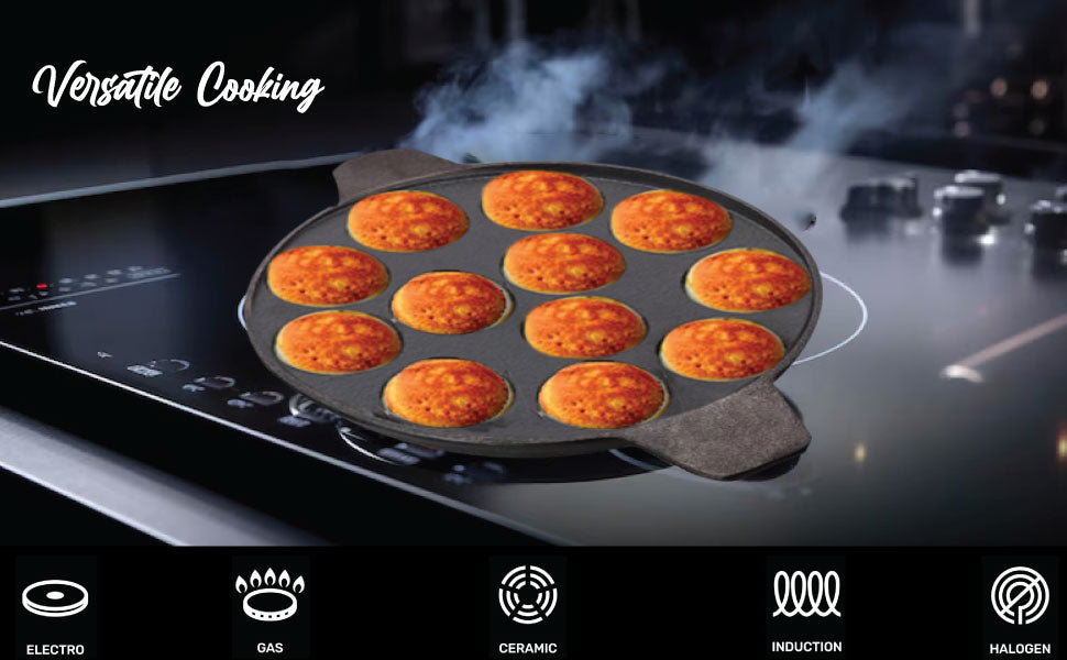 6th Planet Pre-Seasoned Cast Iron Paniyaram Pan 12 Cavity |