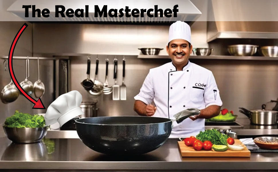 6th Planet Nonstick Induction Base Kadai | Induction Kadai for Deep Frying Roasting 24 CMS Glossy Finish with Glass Lid | 2 LTR | Black