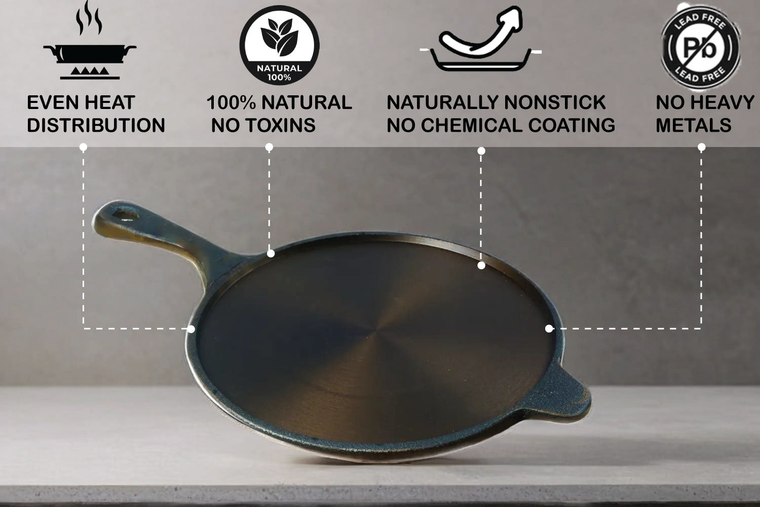 Cast Iron Dosa Tawa Long Handle 26 CMS/ 10 inch