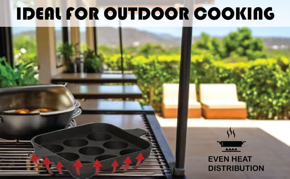 Pre-Seasoned Cast Iron Paniyaram Pan 9 Cavity