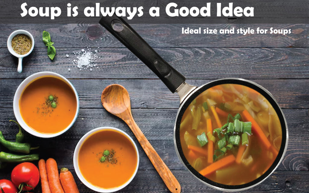 6th Planet Nonstick 16 cm Diameter Induction Base Tadka Pan, Vaghar/Chounk/Baghar Pan for Frying Dal/Spices, Milkpan/Saucepan Scratch Resistant | Granite Finish | Black