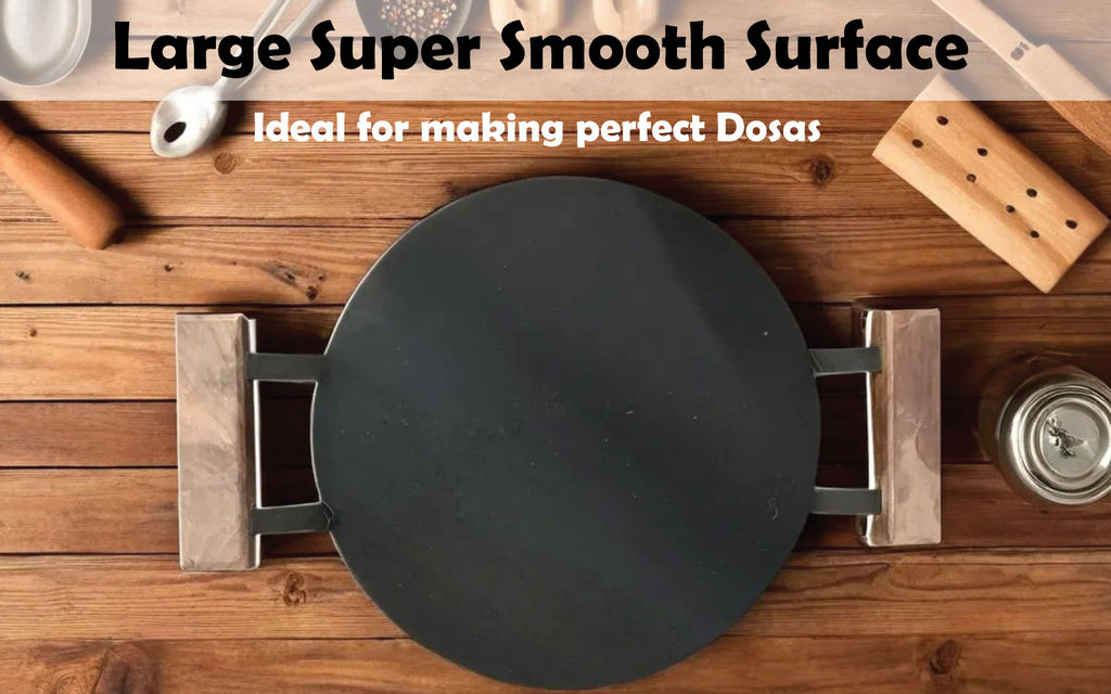 Pure Iron Tawa 12 Inch / 30 cm – Wooden Double Handle