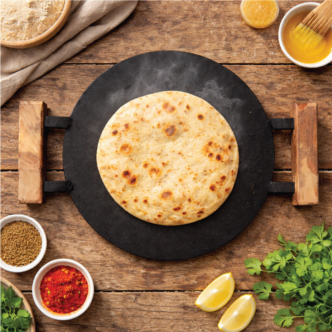 Pure Iron Tawa 12 Inch / 30 cm – Wooden Double Handle