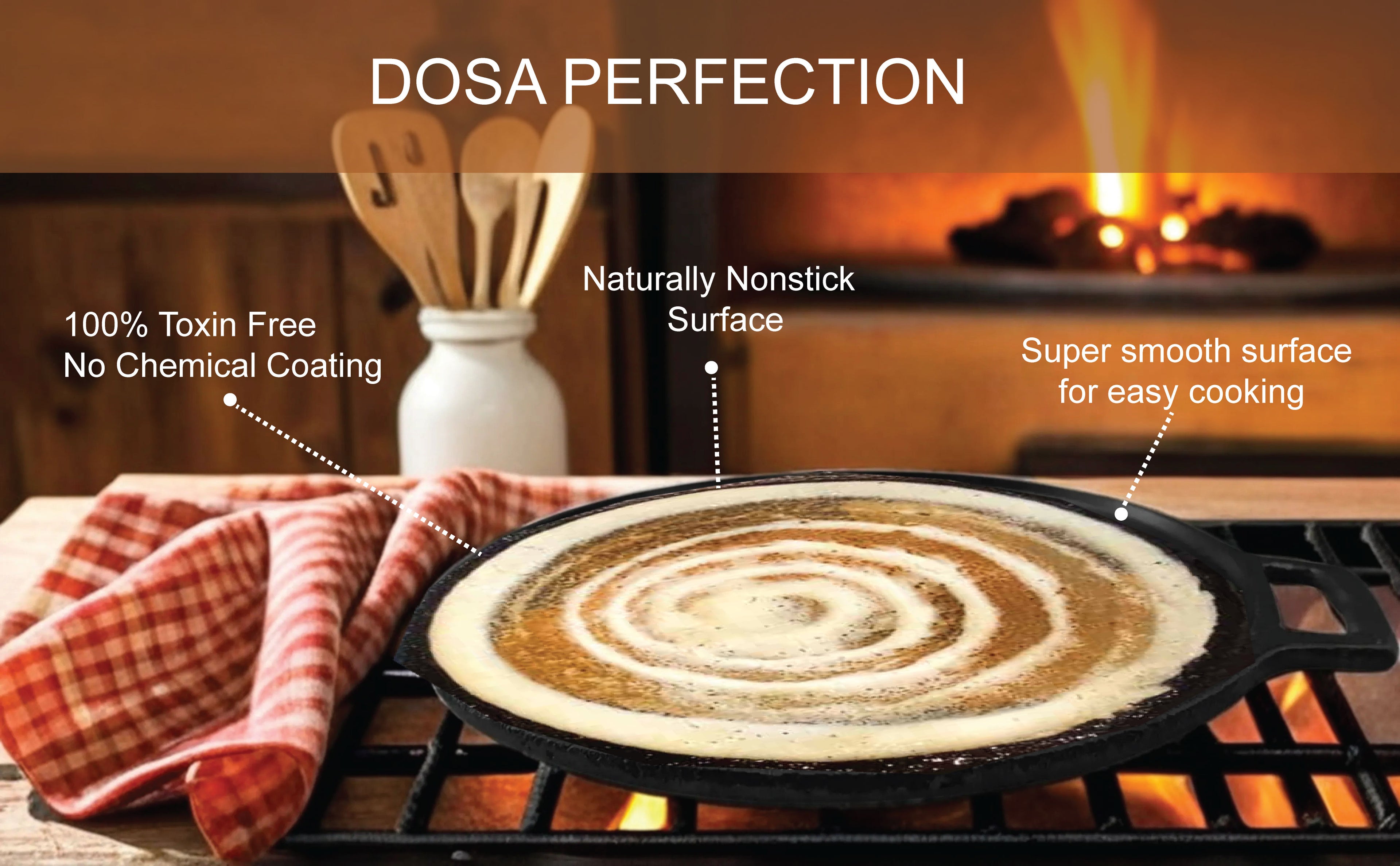 Cast Iron Tawa for Dosa/Chapathi/Roti | 29cm/11 inch