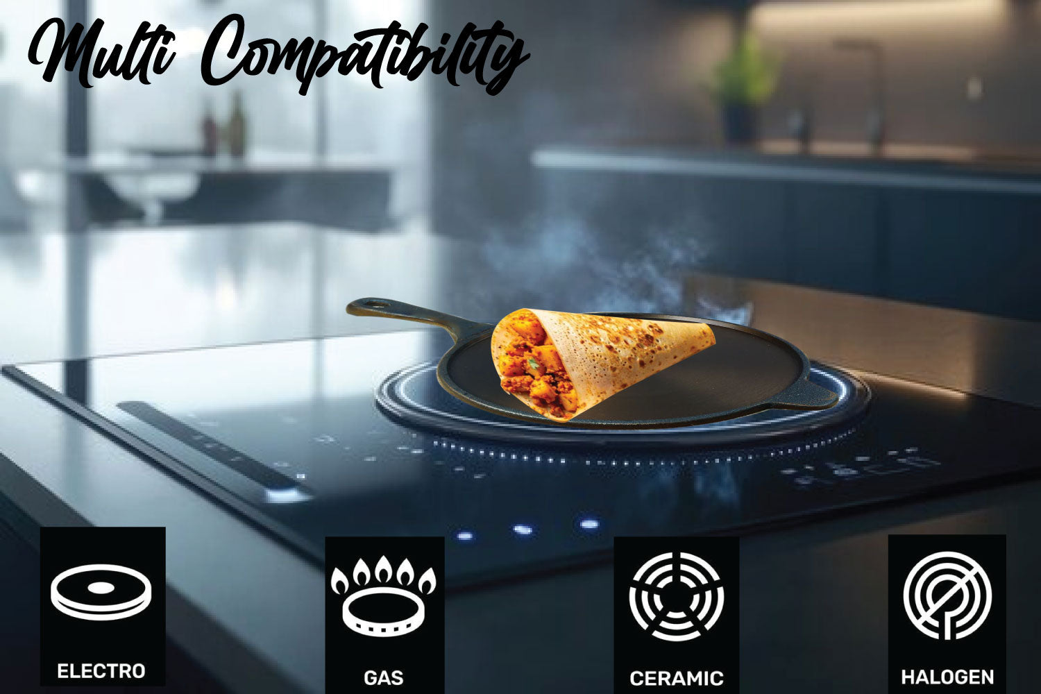 Cast Iron Dosa Tawa Long Handle 26 CMS/ 10 inch