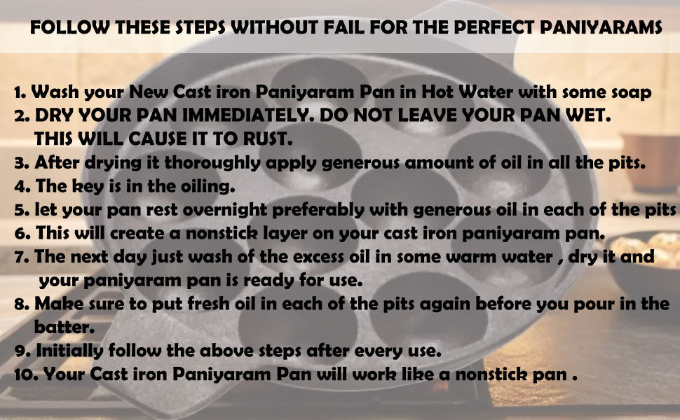 6th Planet Pre-Seasoned Cast Iron Paniyaram Pan 12 Cavity |