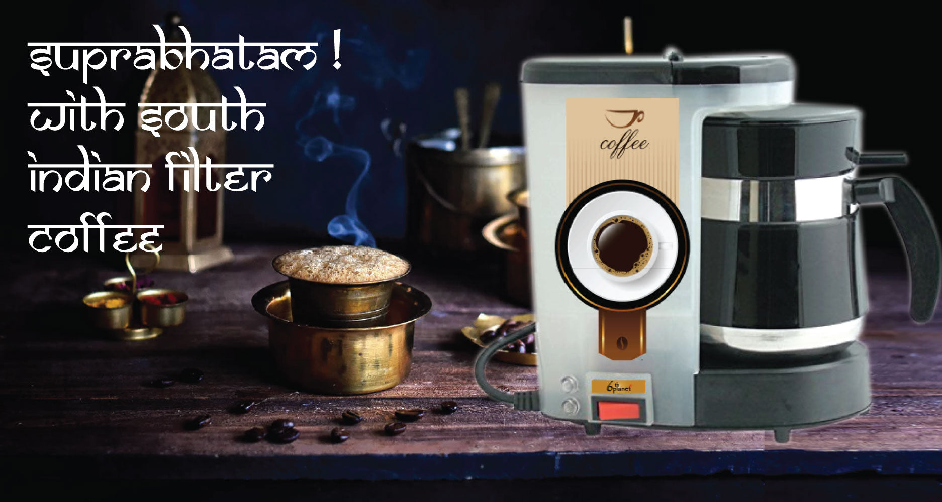 6th Planet Drip Coffee Maker | Electric Drip Coffee Machine | Coffee Maker Machine for home | Compact 500ml Automatic with Reusable Filter | Home & Office Tea Brewer