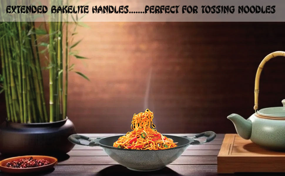 Pearl NonStick Aluminium Deep Appakadai Appam Maker Non Stick with Lid - Appam Chatty Non Stick - Appachatti - Tadka Pan Ideal for Indian Cooking Hammertone Grey