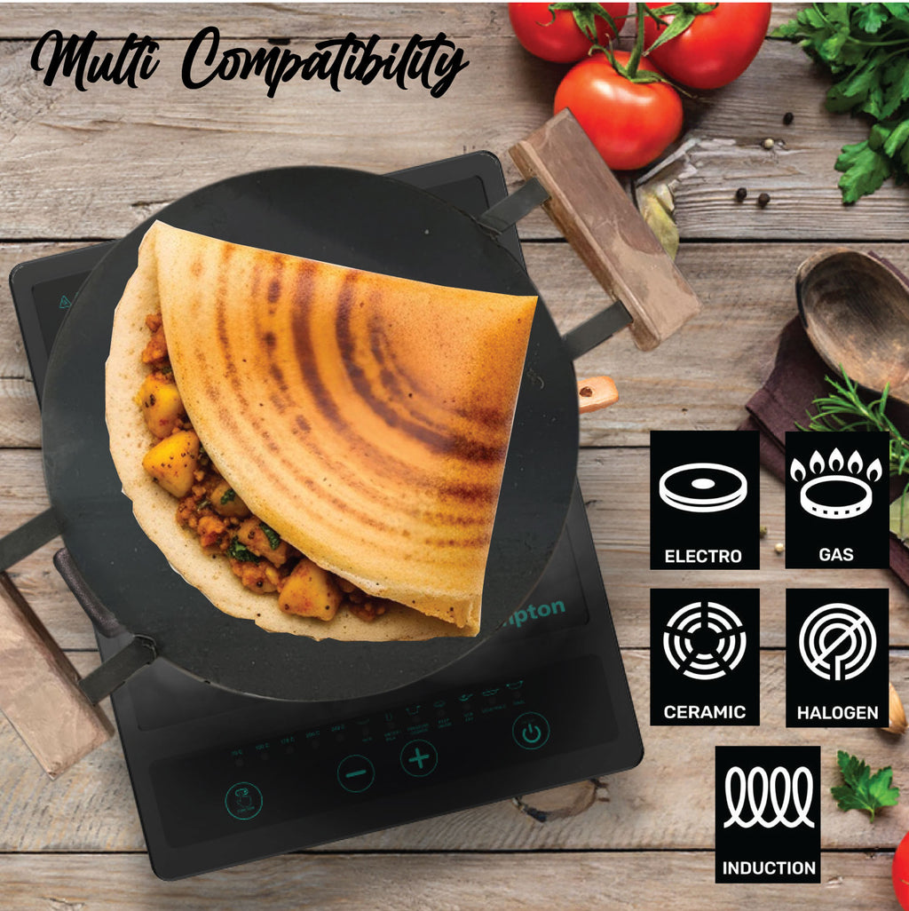 Pure Iron Tawa 12 Inch / 30 cm – Wooden Double Handle