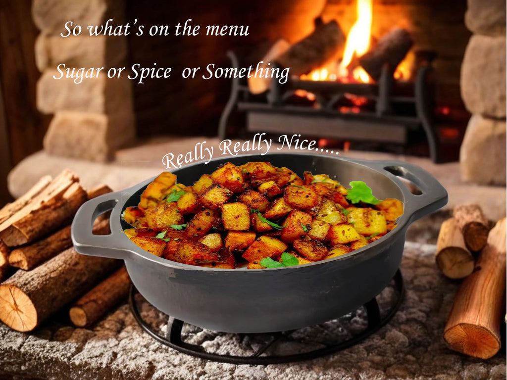 6th Planet Cast Iron Kadai for Deep Frying/ 10 Inch Black