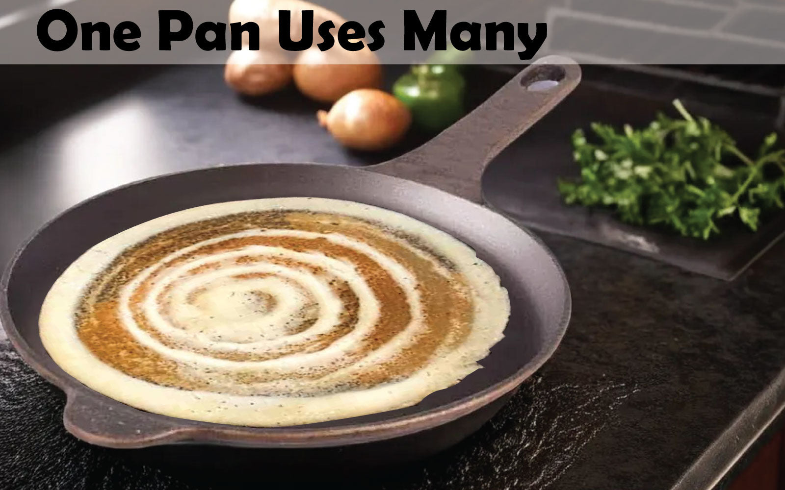 6th Planet CAST Iron Omelette Pan – 8" Long Handle Skillet | Non-Stick, Chemical-Free, Natural Finish | Ideal for Dosa, Chapati, Shallow Frying | Smooth, Non-Toxic, Pre-Seasoned Cast Iron Cookware