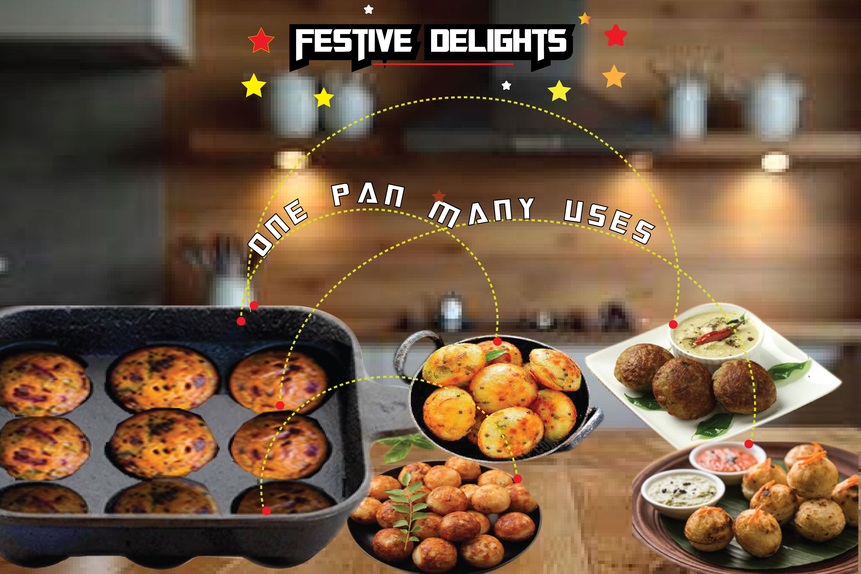 Pre-Seasoned Cast Iron Paniyaram Pan 9 Cavity