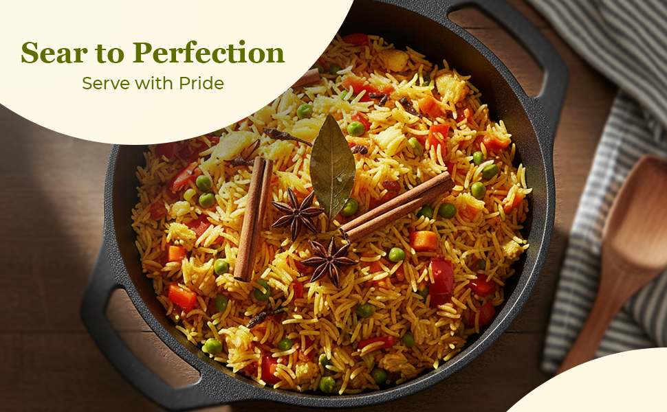 6th Planet Cast Iron Kadai for Deep Frying/ 10 Inch Black