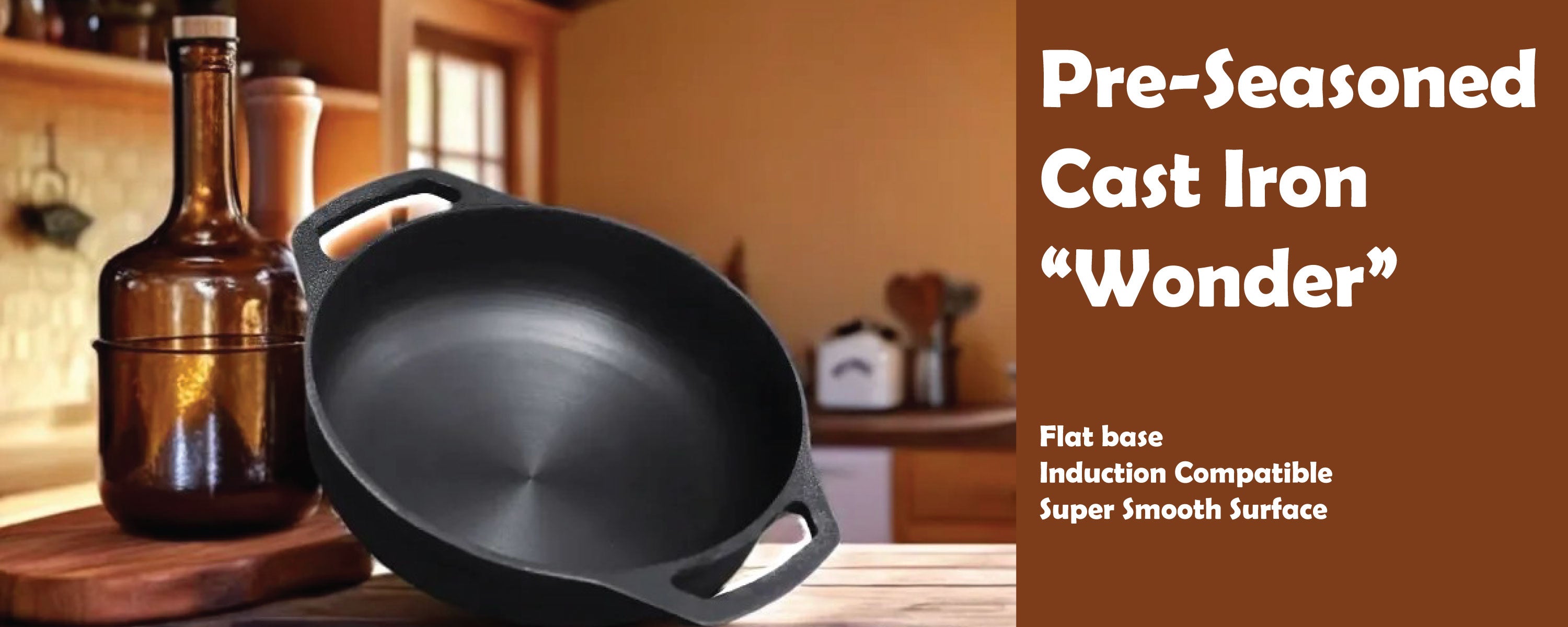 6th Planet Cast Iron Kadai for Deep Frying/ 10 Inch Black