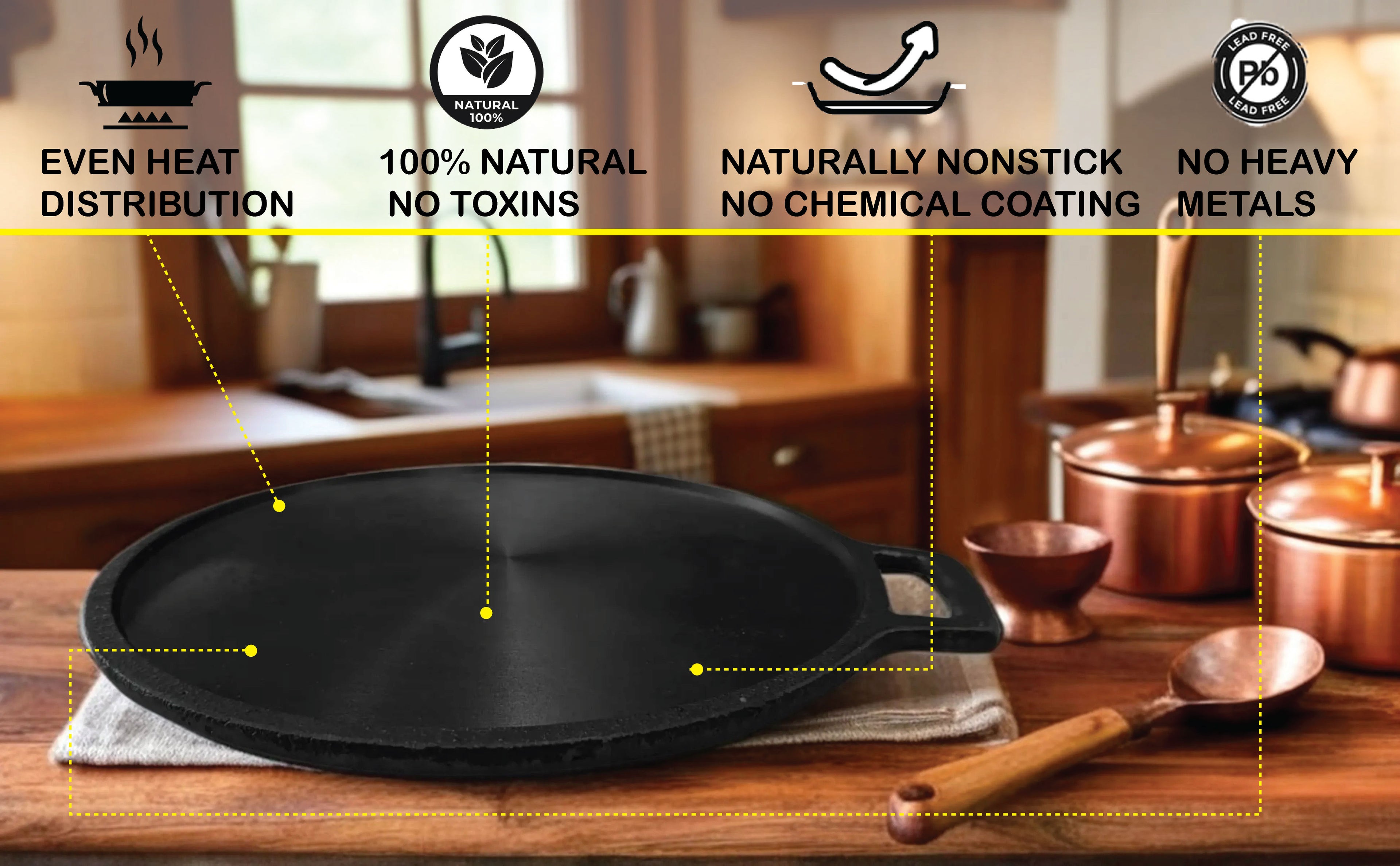 Cast Iron Tawa for Dosa/Chapathi/Roti | 29cm/11 inch